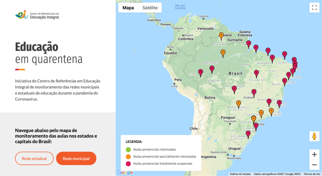 Educação em Quarentena: mapa interativo mostra como anda a educação pública no país em tempos de pandemia